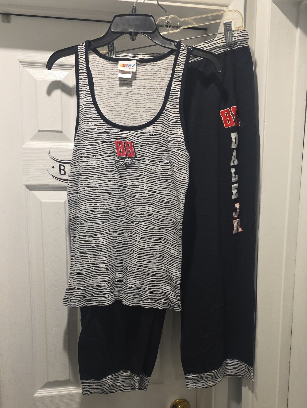 Women’s Black & White Striped Tank and Pants Sleep Set